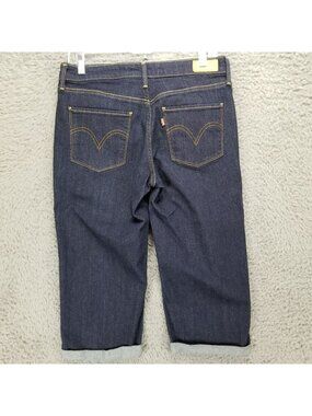 Levis Jeans Womens 8 Blue Stretch Denim Rolled Cuff Capri